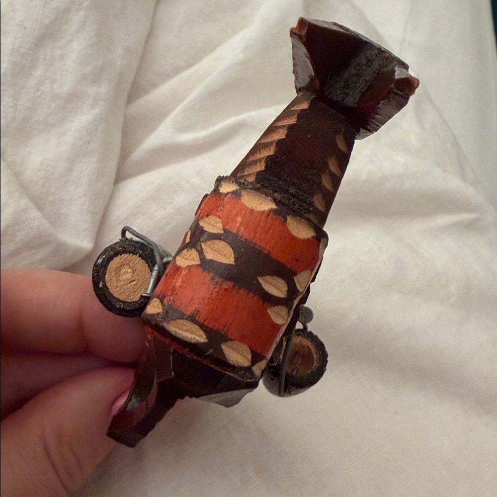 Handcrafted Wooden Donkey with Barrels Fork Art Figurine Vintage Decor Small - Picture 10 of 10